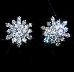 1Ct 100% Natural Diamond 14K White Gold Cluster Earrings EFFECT 2Ct EWG120