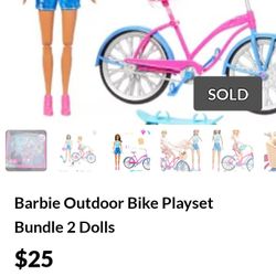 Barbie Outdoor Bike Playset Bundle 2 Dolls