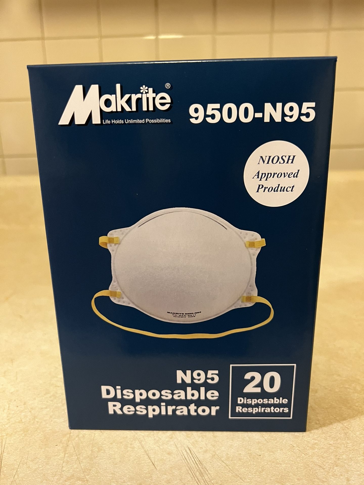 N95 Face Mask Respirator Makrite NIOSH CDC Surgical Medical Mask, PACK OF 20