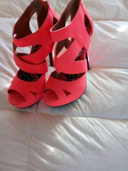 Qupid Strappy Florescent Pink Heels