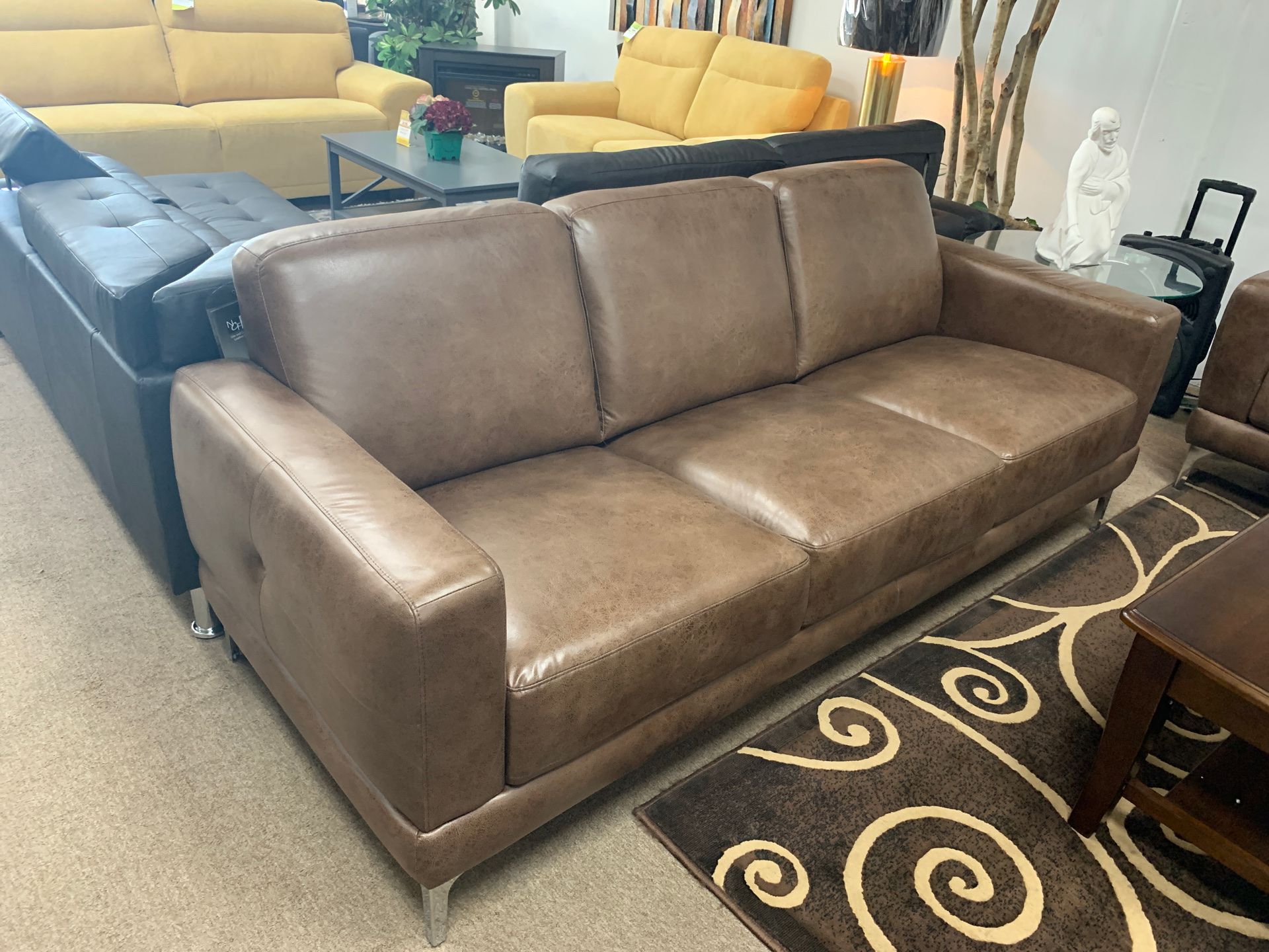 [Brown] Leather Sofa Set