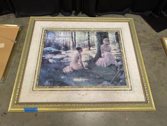 Victorian Forest Scene Framed Art in Gold Frame