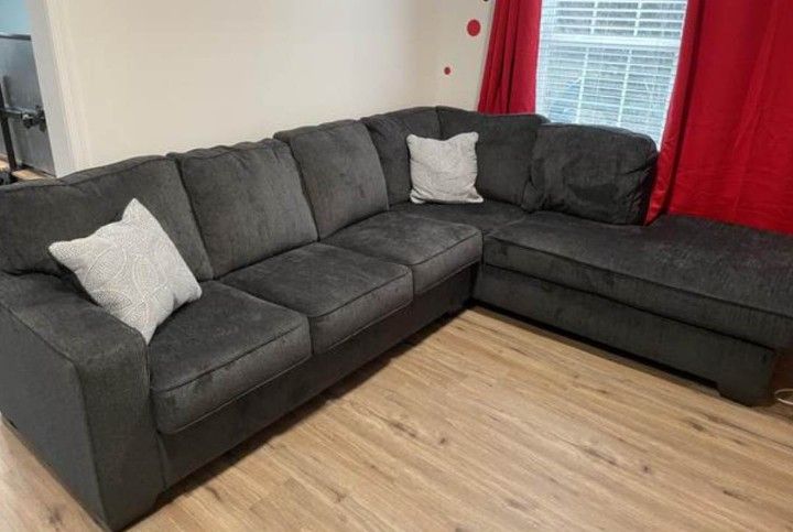 Memorial Day Sale| Altari Dark Gray/Slate 2 PC Sectional Couch With Chaise (Ottoman,Sofa, Loveseat,Chair) Sleeper Optional @ Delivery 🚚