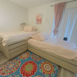 2 Twin Bed Frames with Trundle - MATTRESSES NOT INCLUDED