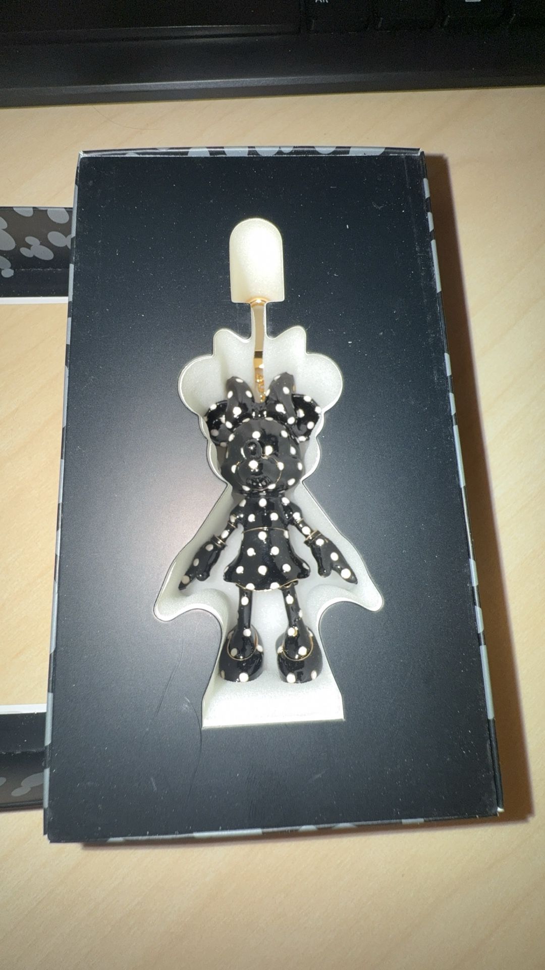 NWT Disney x Baublebar Black & White Polka Dot Minnie Mouse Keychain/Bag Charm
