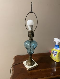 Vintage Italian Blue Glass Marble Base Lamp