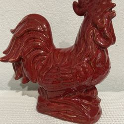 Nice 4th Of July Centerpiece! Gorgeous Heavy ceramic (not resin)  red rooster w/ tiny black speckles perfect condition Reduced To $25