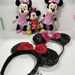 Disney Ears Swirl Sequin Red Bow Classic Minnie Mouse Headband 5 pieces 