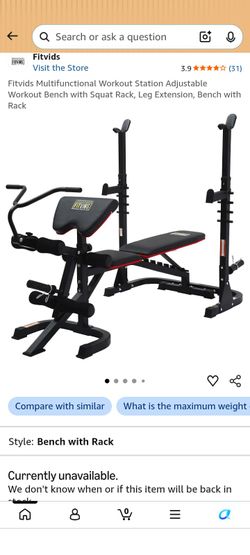 FITVIDS COMPLETE HOME GYM SETUP – BENCH/RACK + WEIGHTS