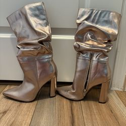 Rose Gold Metallic Heel Boots