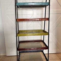 Tiered pyramid/ladder metal shelf