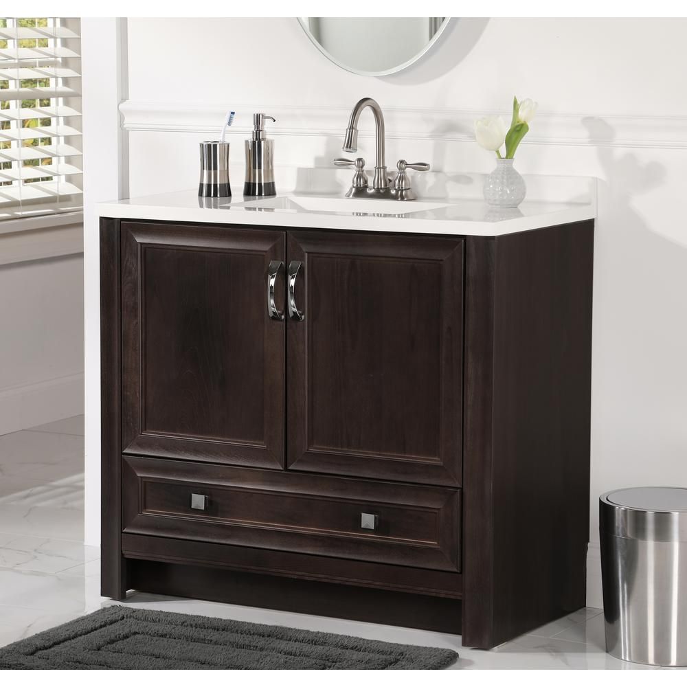 Glacier Bay Candlesby 361/2 in. W x 183/4 in. D Bath Vanity in Pewter