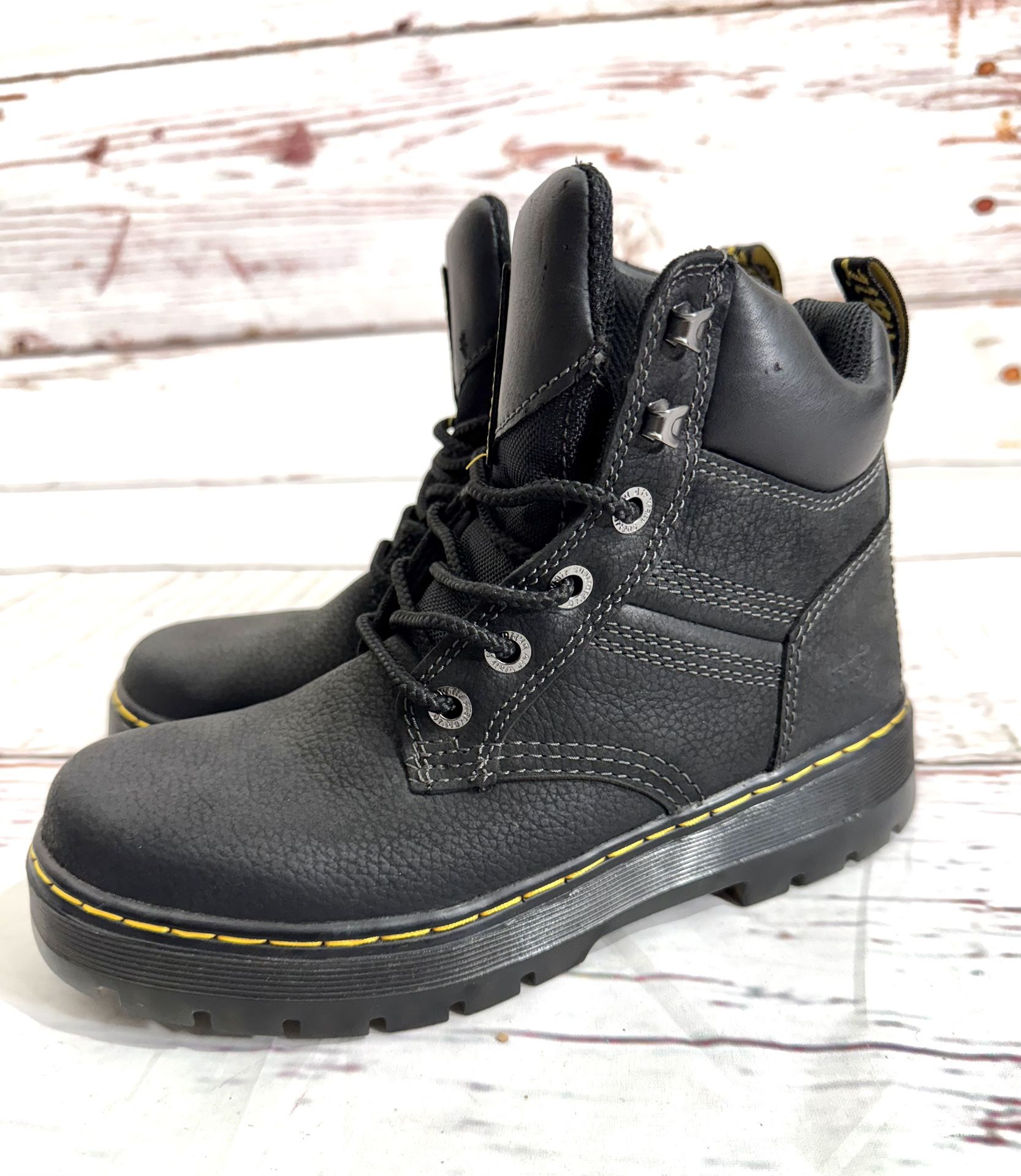 Men's Dr. Martens Gabion Work Pit Quarter Boot Black Leather Men Size 7 Woman’s
