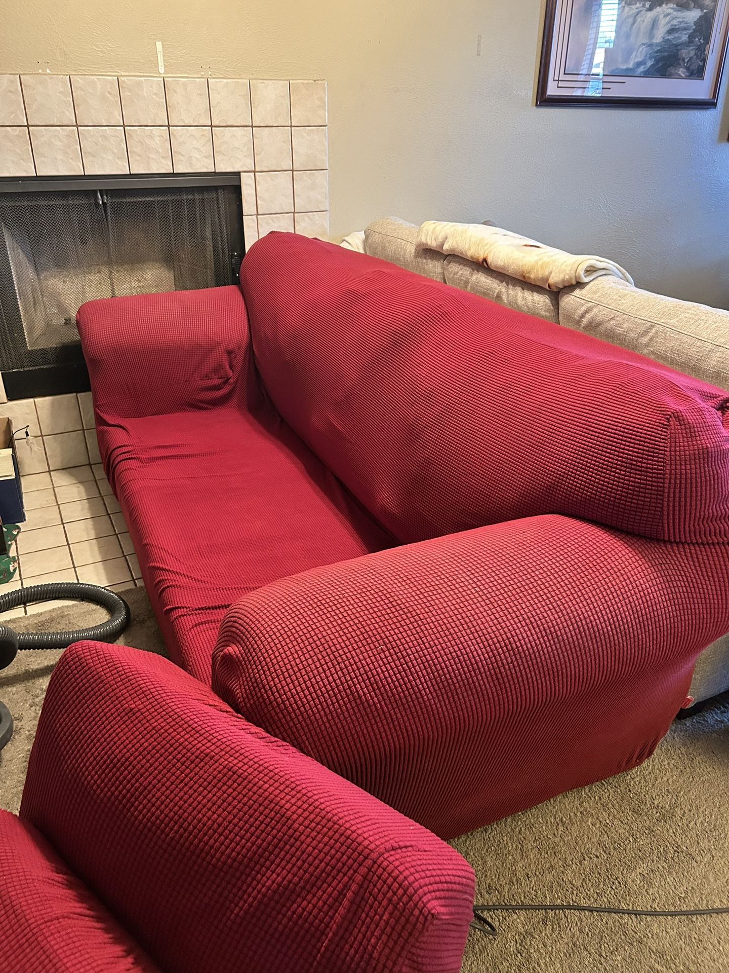 Couch With Cover (leather Underneath) 