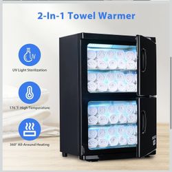 Spa Towel Warmer Cabinet for Facial, 46L Extra Large Capacity, Black 