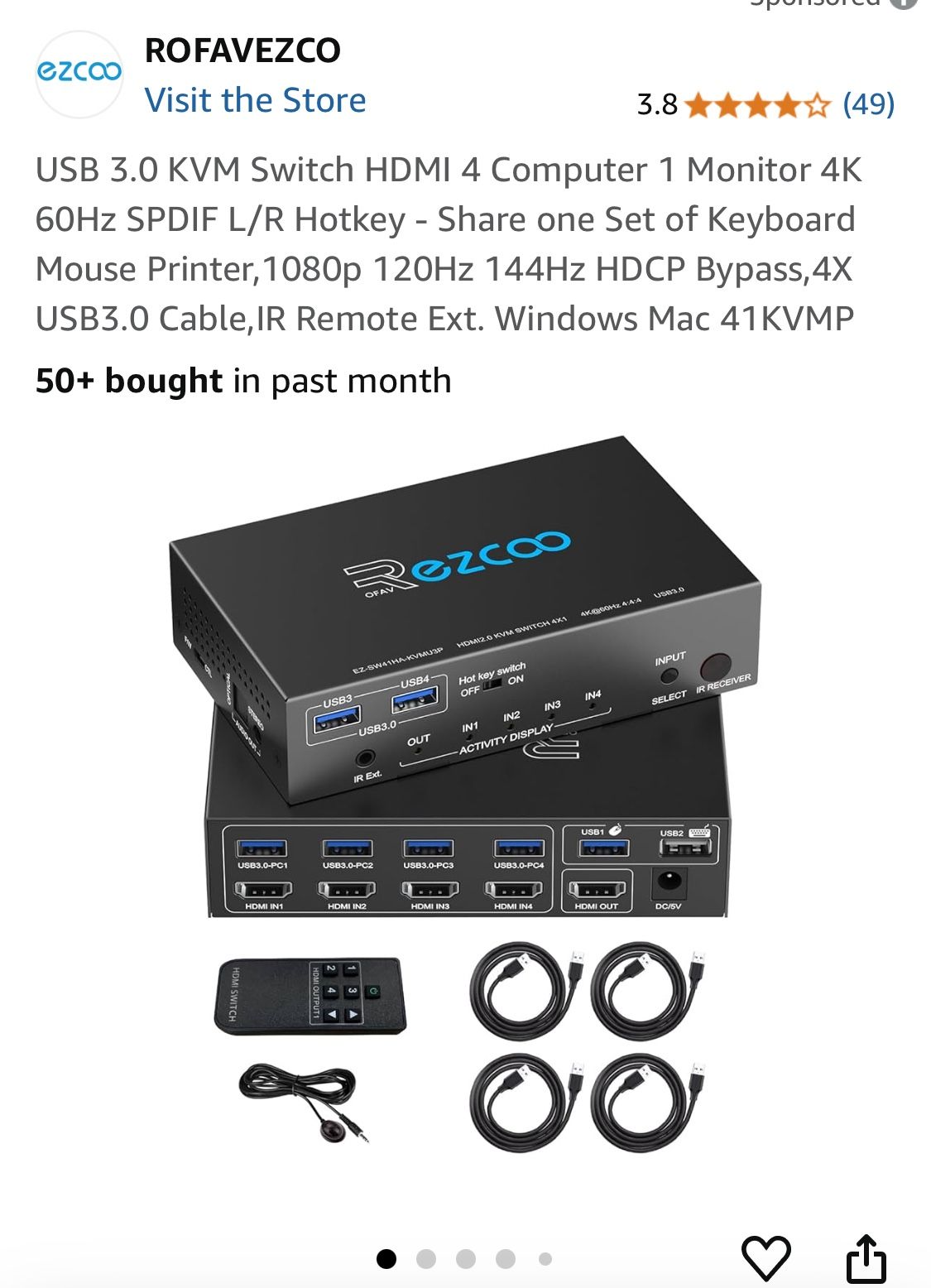 New Usb 3.0 Kvm Switch 4 Computer