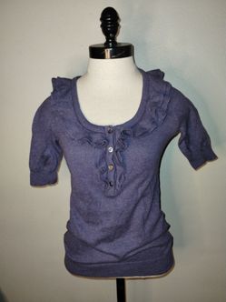 Banana Republic Women's Purple Ruffled Blouse Size XS