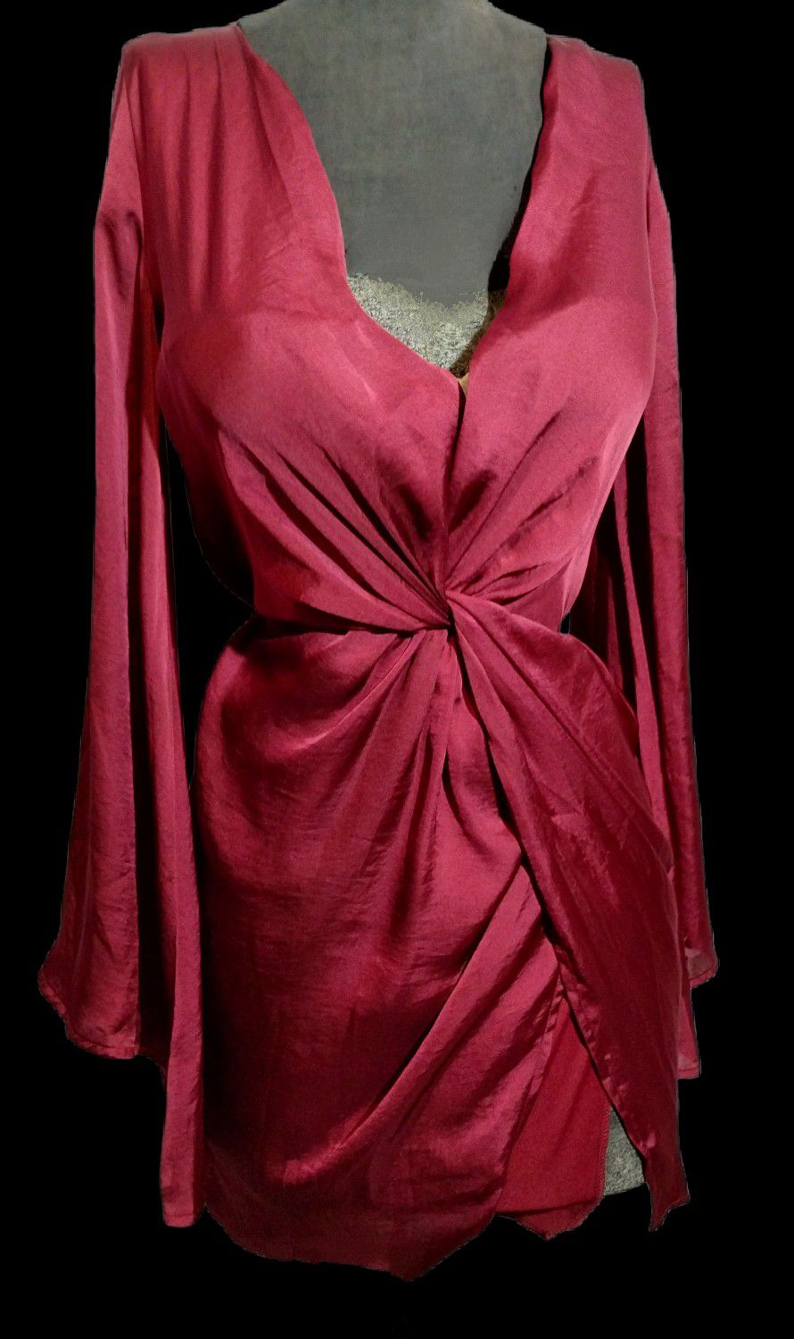 Pretty Cranberry Red Satin Holiday Dress Size Small
