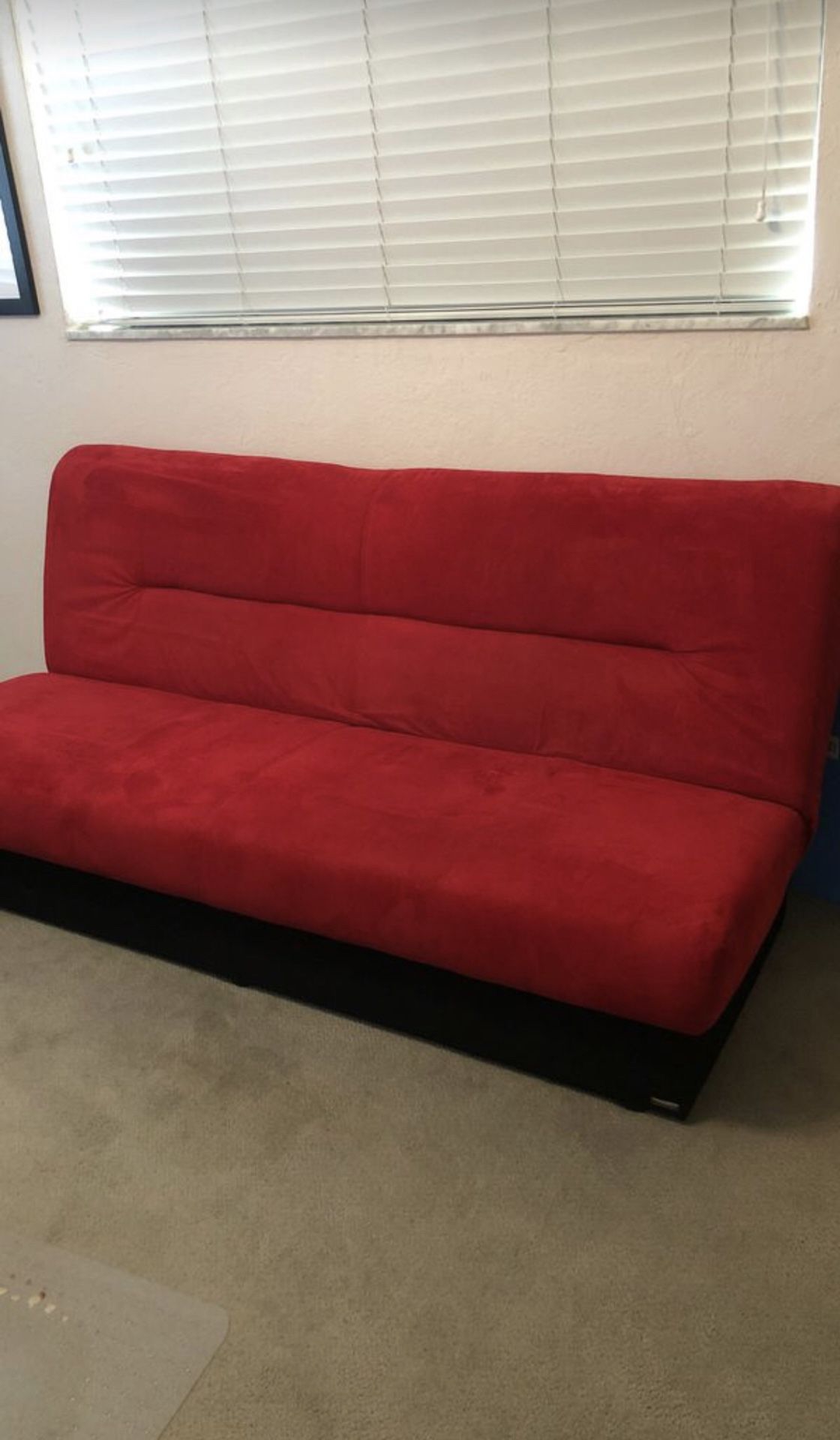 FUTON - must sell ASAP. it's 77"x47" open. Very comfortable. More of a sleeper with storage