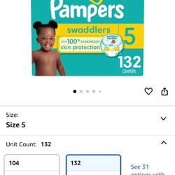 Pampers Baby Diapers - Swaddlers - Size 5,