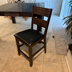 Solid Wood Counter Height Dining Table w Built-in Leaf & 8 chairs