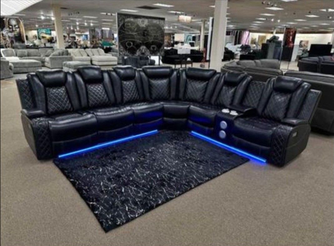 Beautiful Power RECLINER Sectional LED Bluetooth USB