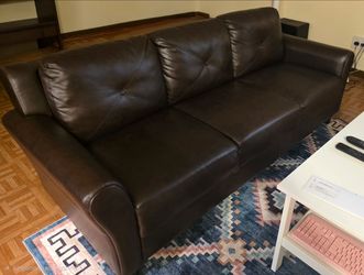 Dark Brown Faux Leather 3-Seat Sofa