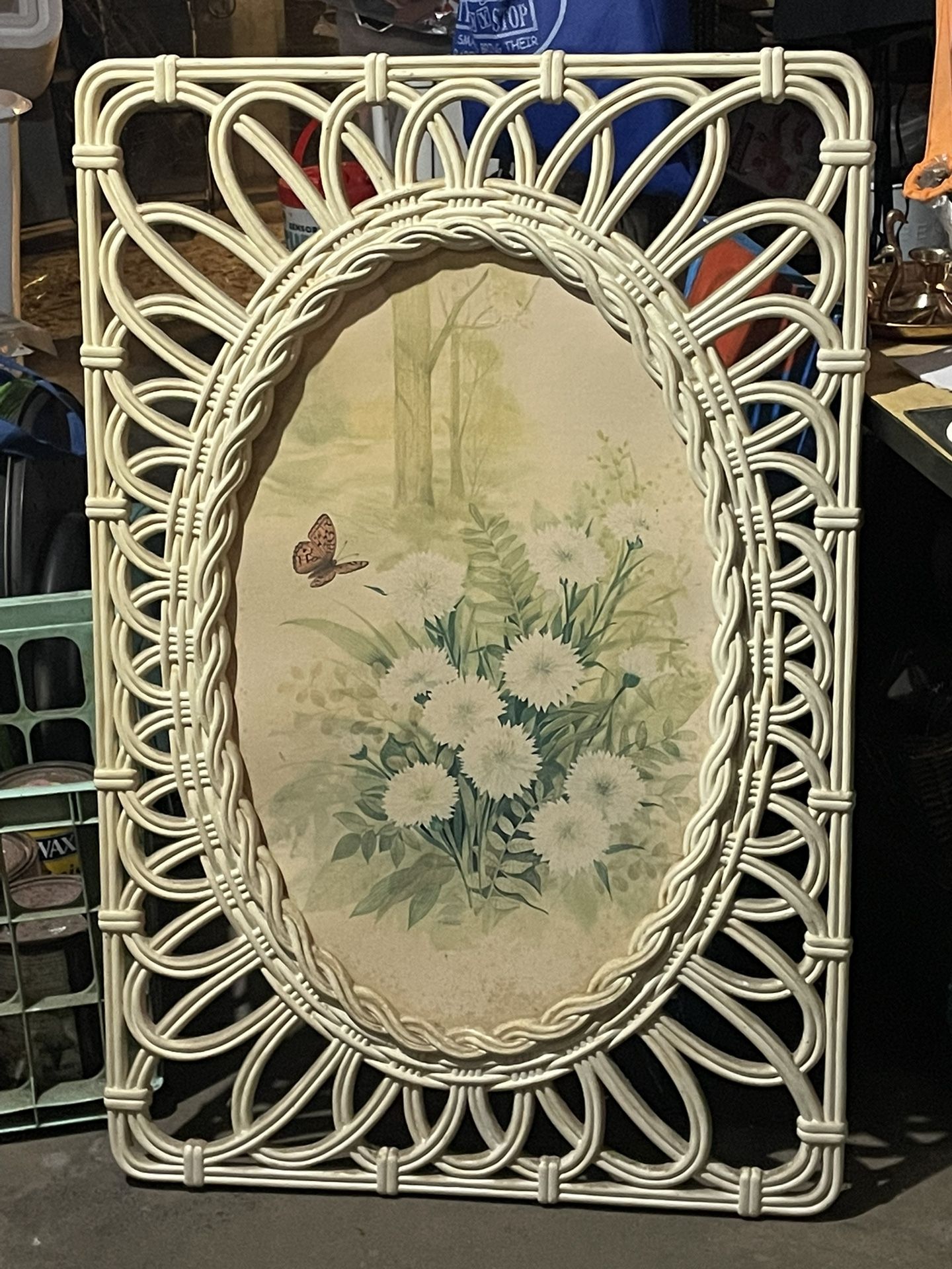 Daisies And Butterfly Art With Frame