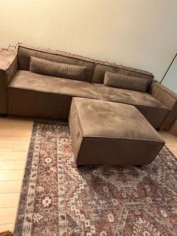 Brown Faux Suede Sofa