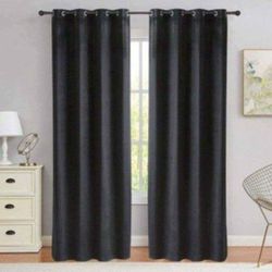 52" X  84"  4 New Black Velvet Curtain Pannels