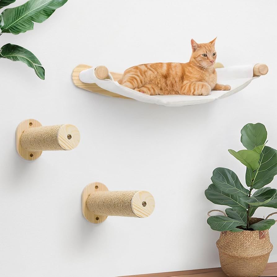 Cat Wall Hammock & Mounted 2 Step Cat Climbing Shelves