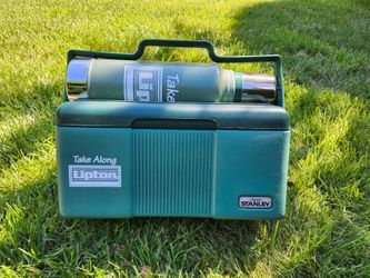 Vintage Stanley Aladdin Lipton Tea Take Along Lunch Box Cooler & Quart Thermos