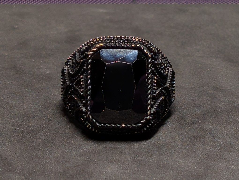 Sterling Silver And Onyx Men's Ring Size 10.5