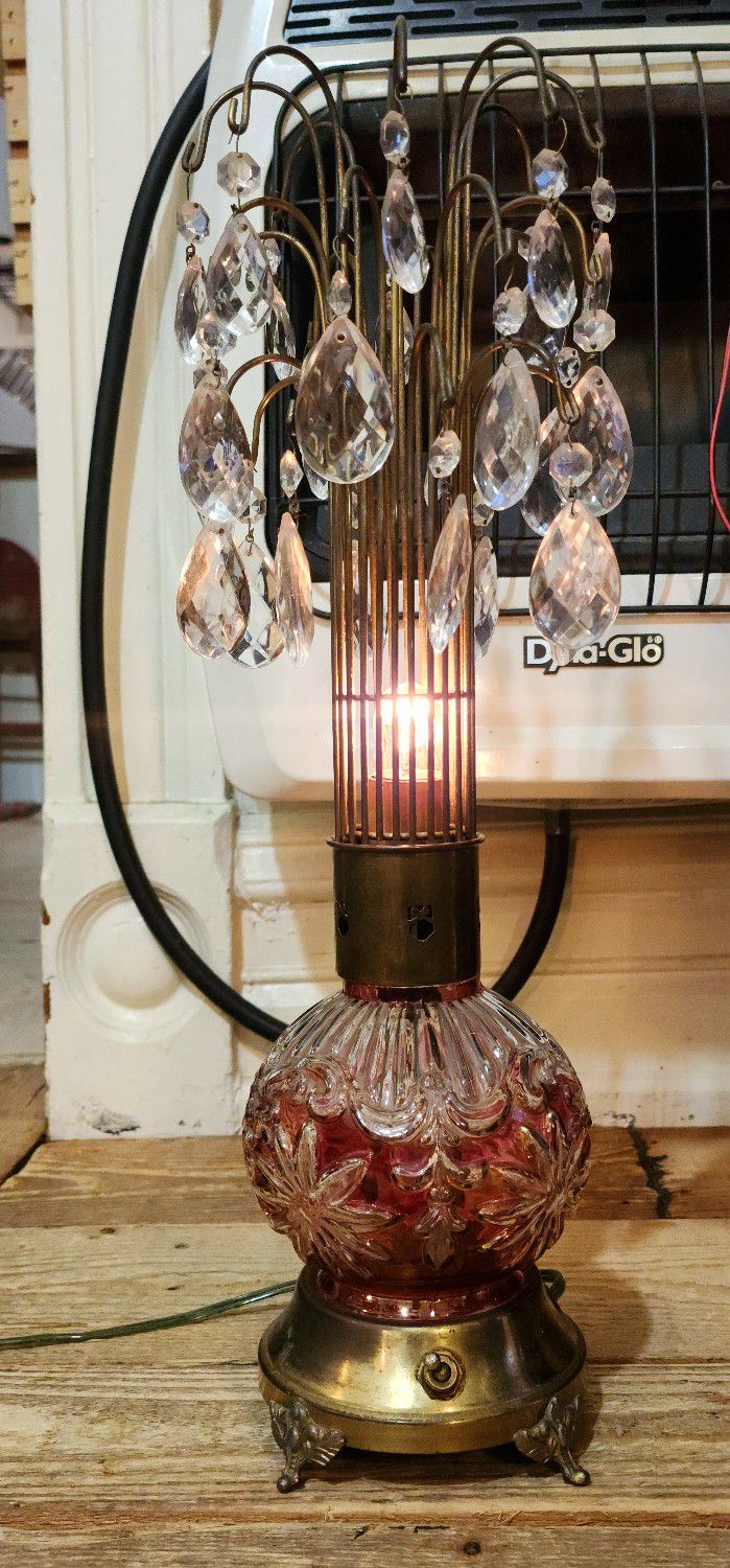 Antique Crystal Waterfall Lamp