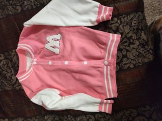Pink And White Letter Jacket Toddler Girl 