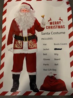 Deluxe Santa Claus Costume Set (Gold Detail) - Size Small