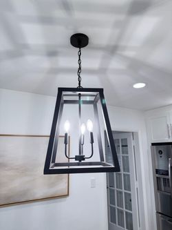 Black Lantern Pendant Chandelier 3- light