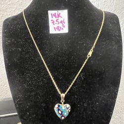 14K Solid Gold Chain and Pendant For Wedding 7.5Gr 18 Inches Long 