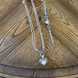 Heart Necklace And Bracelet Set