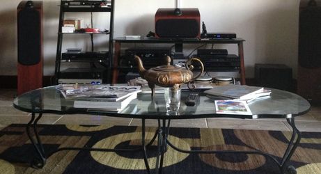 Vintage Glass Mid Century And Wrought Iron Coffee Table