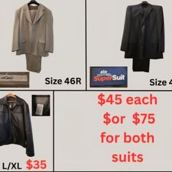 Men Suit And Leather Jacket 