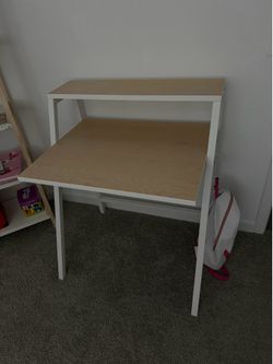 IKEA Study Desk with Shelf – White/Wood – Excellent Condition