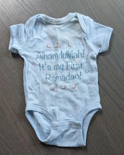 Rabbit Skins Newborn First Ramadan Bodysuit - Light Blue - 100% Cotton