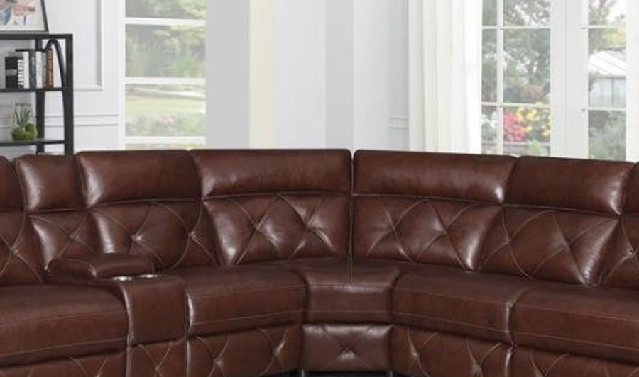 New 6pc Genuine Leather Sectional Sofa With Three Power Recliners And Real Leather
