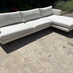 *FREE DELIVERY* All Modern White Boucle Sofa Chaise 