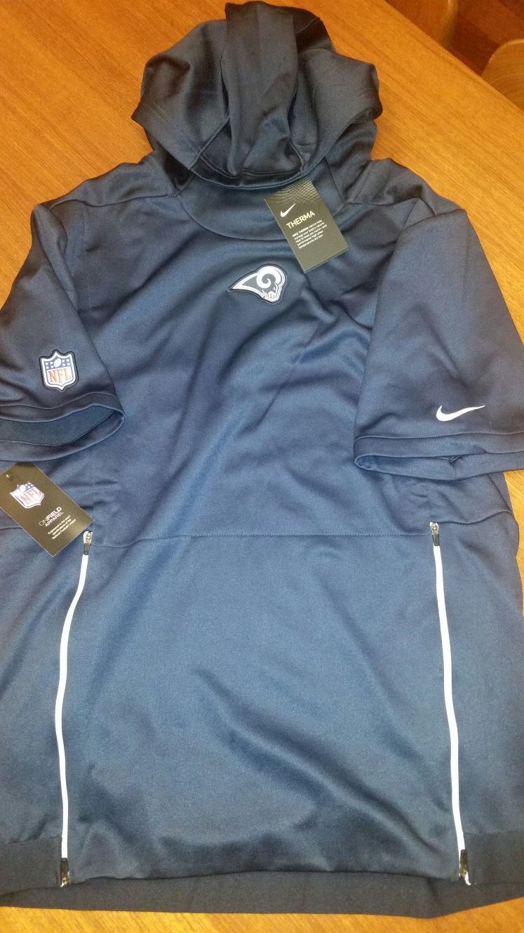 Nike Therma NFL Los Angeles Rams Short Sleeve Pull Over Hoodie