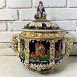 Marzi & Remy MR German Punch Bowl Castle Relief Rhine Mosel Lidded - Vintage