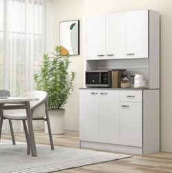 Assembled New 71" Modern Freestanding Kitchen Buffet Hutch with Server and Storage