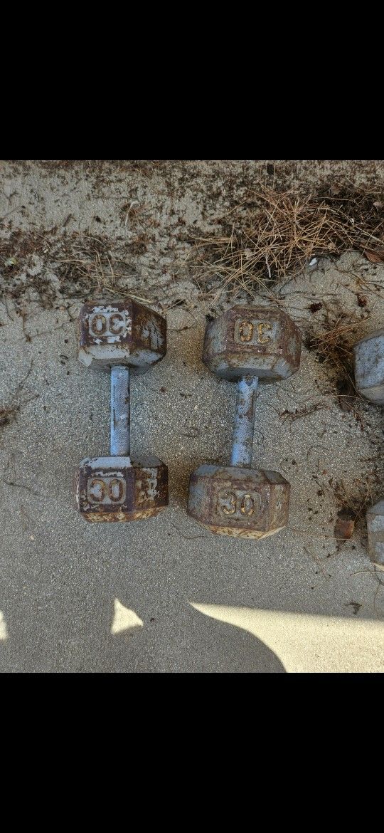 30 Pound Cast Iron Dumbbells