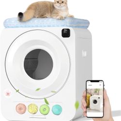 Bebeblue Self Cleaning Cat Litter Box, Automatic Cat Litter Box, No Scooping Odor Removal Health Monitoring Quiet Extra Large Space for Cats Free Cat 